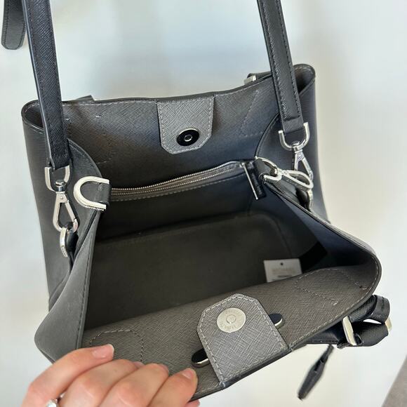 Michael Kors Greenwich Leather Crossbody Strap Large Bucket Grab Bag Black NWT - Picture 5 of 6